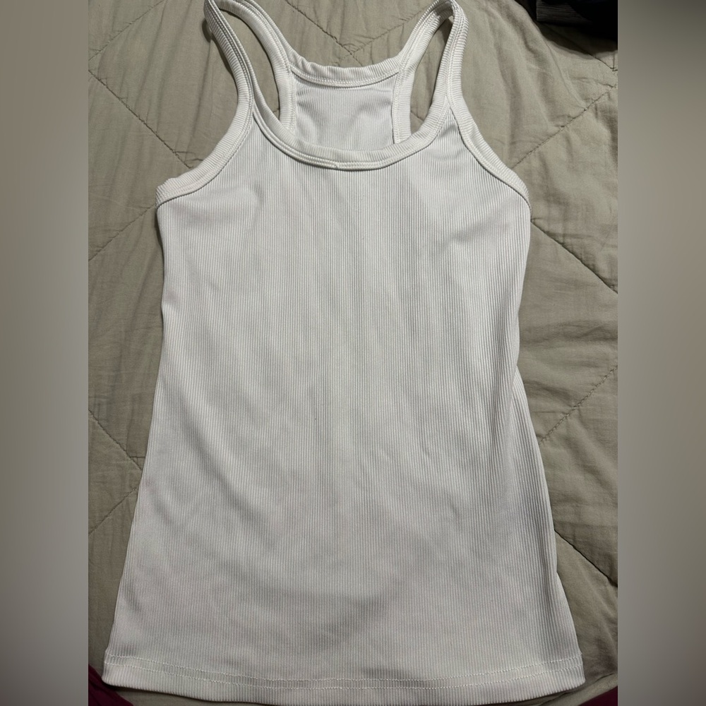 SHEIN White Ribbed Tank Top